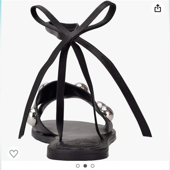 Marc Fisher Women's Flat Sandal Silver Stud Strappy Lace Up Sandals 6.5 Bryony - Picture 2 of 5